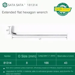 Extended flat head hex wrench 8mm 81314