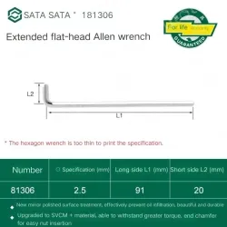 Extended flat head hex wrench 2.5mm 81306