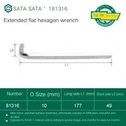 Extended flat head hex wrench 10mm 81316