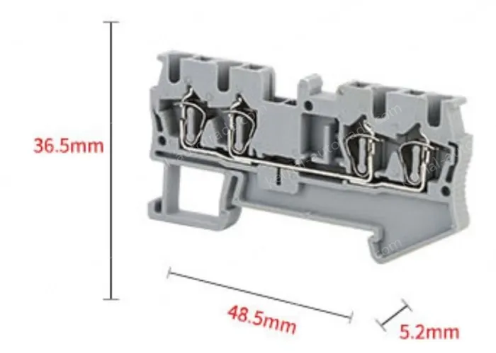 ST2.5-QUATTRO Yellow & Green Spring Terminal Blocks DIN rail type in-line terminal blocks
