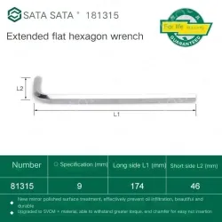 Extended flat head hex wrench 9mm 81315