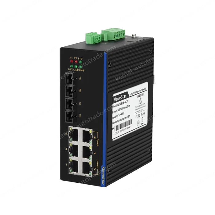 2 Ports 100M F(x) + 6 Ports 10/100M T(x) Din-Rail Unmanaged Industrial Ethernet Switch