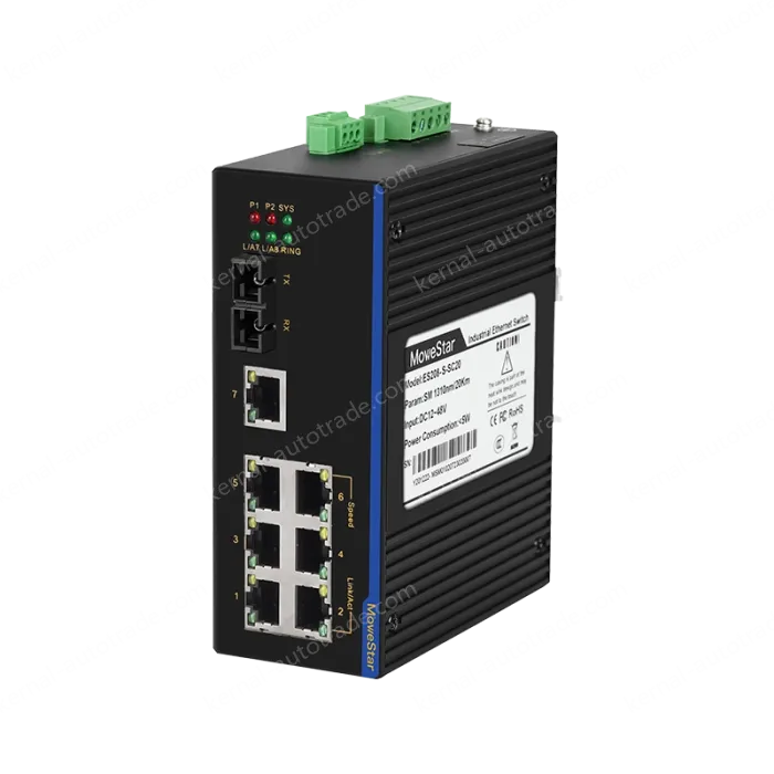 1 Port 100M F(x) + 7 Ports 10/100M T(x) Din-Rail Unmanaged Industrial Ethernet Switch