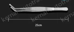 Stainless steel tweezers Curved round head (thick) 25cm