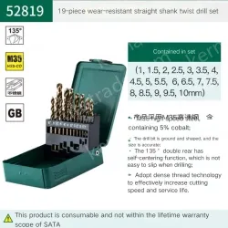 Set of 19 straight shanks containing cobalt twist diamonds