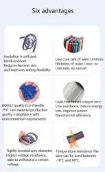 LED light connecting cable 16AWG*8 and (26/0.14TS)