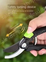 Red 8 inch - anti-pinch and labor-saving pruning shears